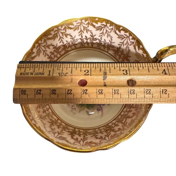 Vintage Aynsley Bone China Teacup Only C80017 Pink Cabbage Tea Rose Gold Filigee - Picture 12 of 12